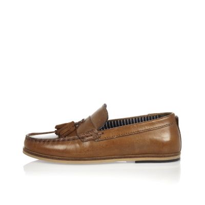 Boys brown leather loafers